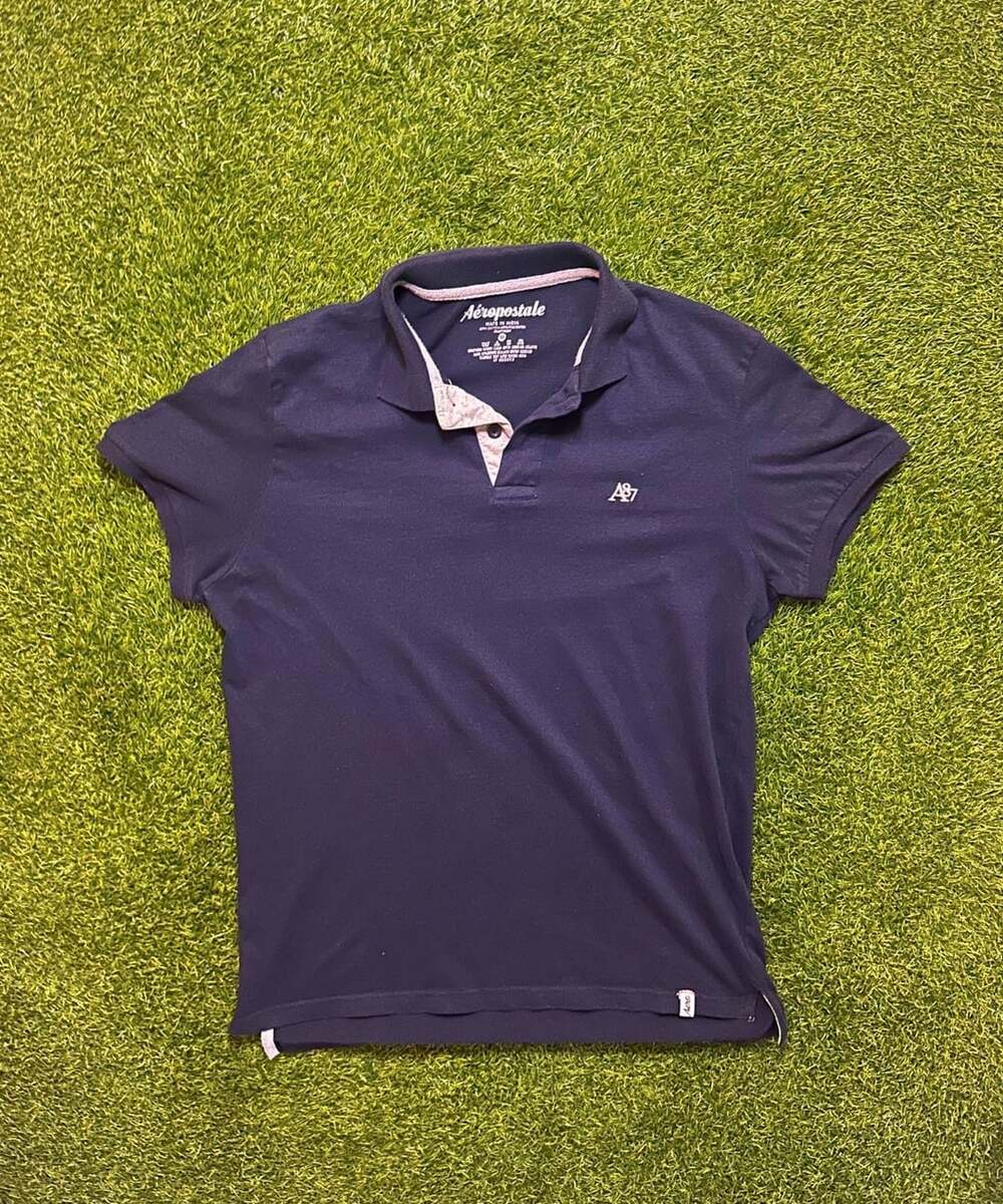 Aeropostale Polo Shirt Size M Navy Blue Short Sleeve